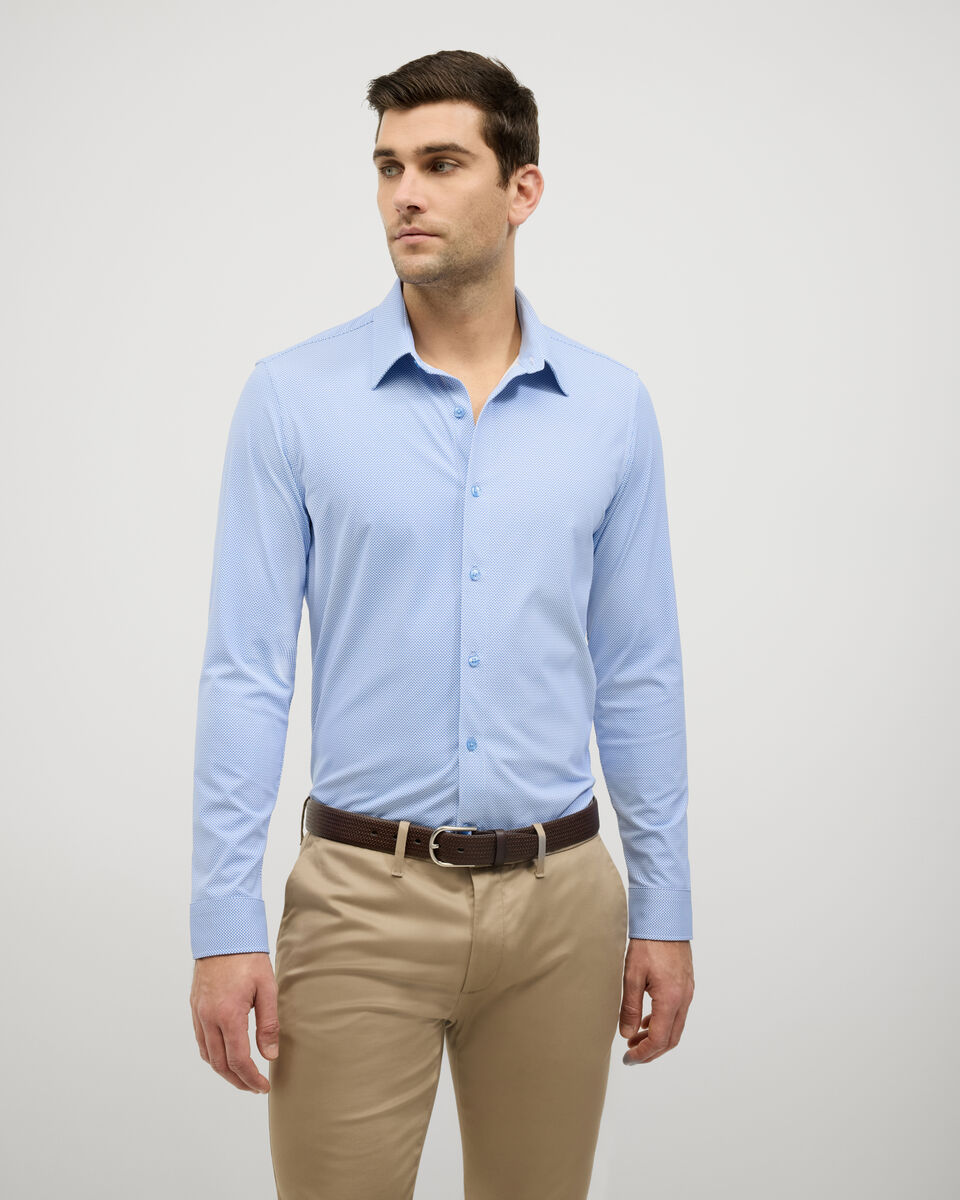Micro-Geo Travel Long Sleeve Shirt, Blue, hi-res